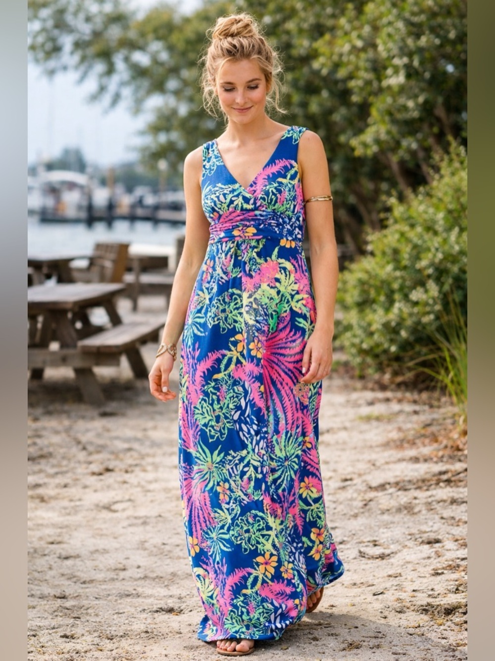 Lilly Pulitzer Sloane Maxi Dress in Indigo All A Glow, Size L